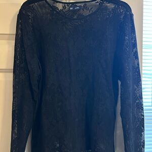 XL black lace long sleeve top   Gap